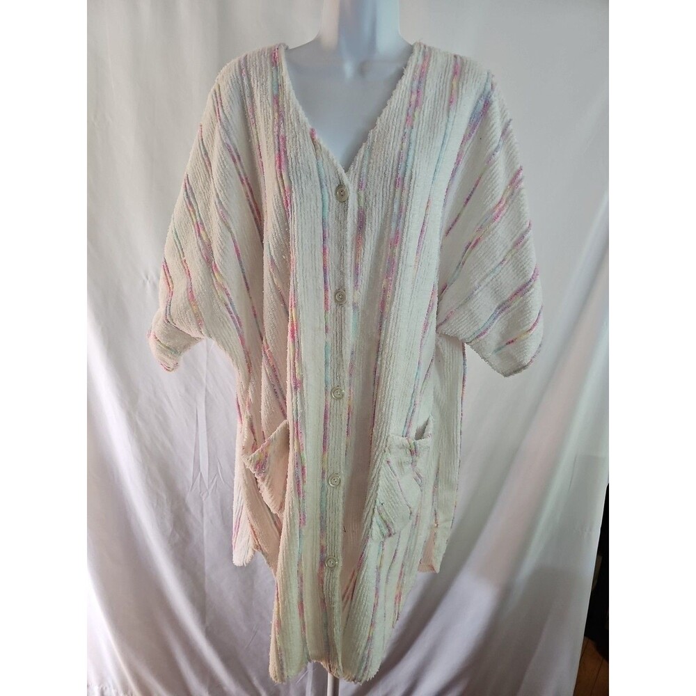 Vtg Housecoat Robe White Terry Cloth Golden Girl Granny Styled By Suzy Sz Medium
